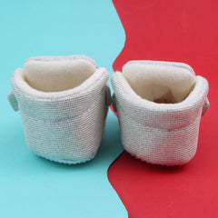 Baby Unisex Partywear Shining Cotton Bow Velcro Shoe Booties (White,Black)-BT5243