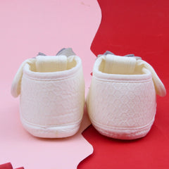 Baby Girls Cotton Butterfly Velcro Belly Booties (White,Grey)-BT5248