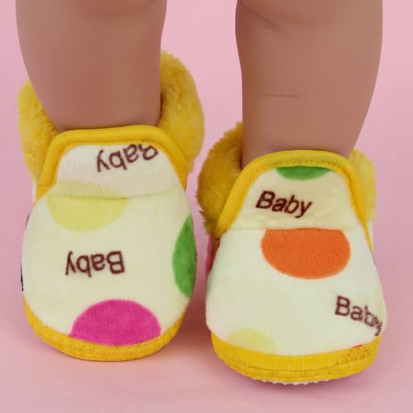 Unisex Cotton Baby Printed Yellow Lace Booties-BT5251