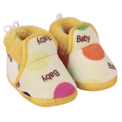 Unisex Cotton Baby Printed Yellow Lace Booties-BT5251