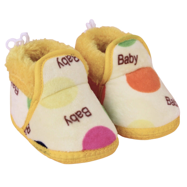 Unisex Cotton Baby Printed Yellow Lace Booties-BT5251