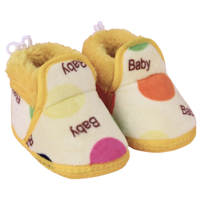 Unisex Cotton Baby Printed Yellow Lace Booties-BT5251