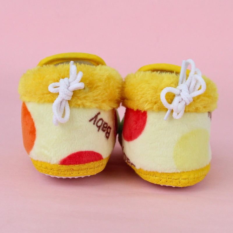 Unisex Cotton Baby Printed Yellow Lace Booties-BT5251