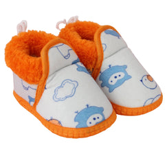 Baby Unisex Cotton Birds Printed  Blue,Orange Lace Booties-BT5253