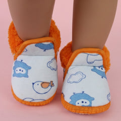 Baby Unisex Cotton Birds Printed  Blue,Orange Lace Booties-BT5253