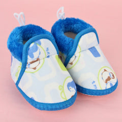 Baby Unisex Cotton Penguin Printed Blue,White Lace Booties-BT5255