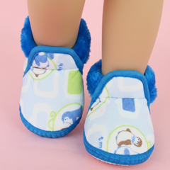 Baby Unisex Cotton Penguin Printed Blue,White Lace Booties-BT5255