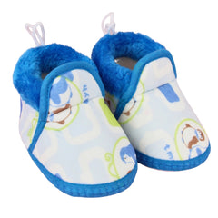 Baby Unisex Cotton Penguin Printed Blue,White Lace Booties-BT5255