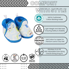 Baby Unisex Cotton Penguin Printed Blue,White Lace Booties-BT5255