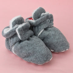 Baby Unisex Fur Grey Velcro Booties-BT5260