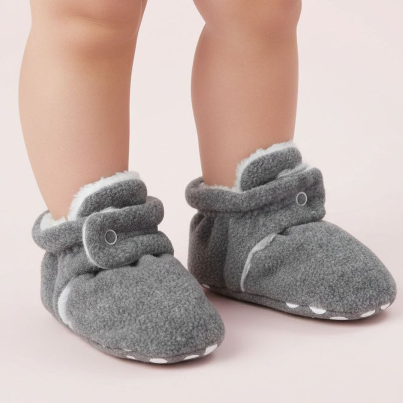 Baby Unisex Fur Grey Velcro Booties-BT5260