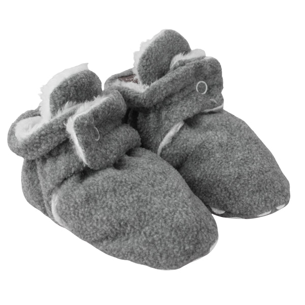 Baby Unisex Fur Grey Velcro Booties-BT5260