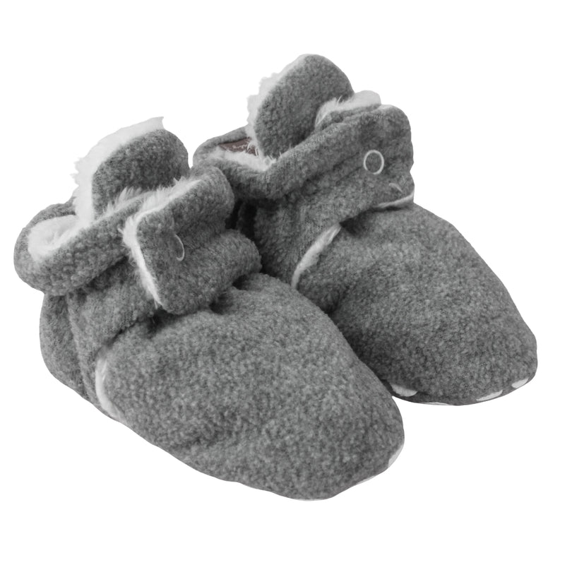 Baby Unisex Fur Grey Velcro Booties-BT5260
