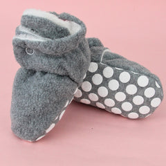 Baby Unisex Fur Grey Velcro Booties-BT5260