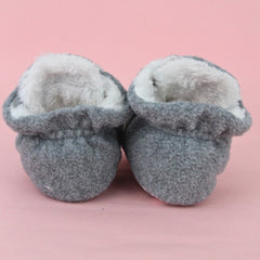 Baby Unisex Fur Grey Velcro Booties-BT5260