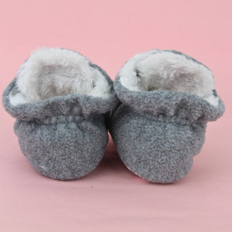 Baby Unisex Fur Grey Velcro Booties-BT5260