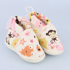 Baby Unisex Cotton Animal Printed Pink,White Velcro Booties-BT5261