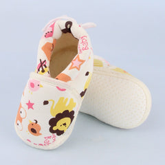 Baby Unisex Cotton Animal Printed Pink,White Velcro Booties-BT5261