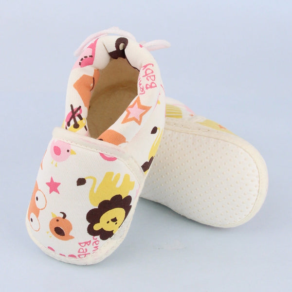 Baby Unisex Cotton Animal Printed Pink,White Velcro Booties-BT5261