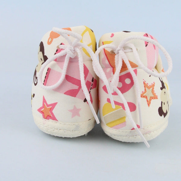 Baby Unisex Cotton Animal Printed Pink,White Velcro Booties-BT5261