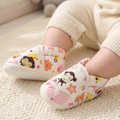 Baby Unisex Cotton Animal Printed Pink,White Velcro Booties-BT5261