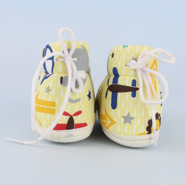 Baby Unisex Cotton Animal Printed Yellow Velcro Booties-BT5262