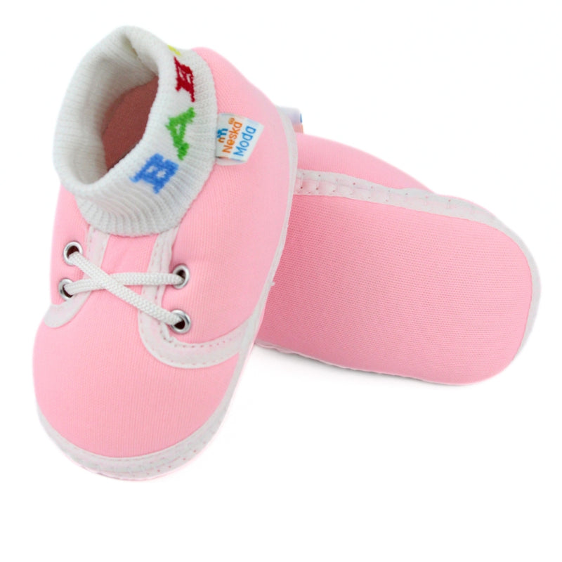Baby Unisex Cotton Pink Slip-on Socks Booties-BT5266