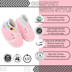 Baby Unisex Cotton Pink Slip-on Socks Booties-BT5266