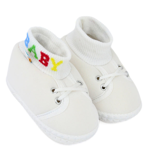 Baby Unisex Cotton White Slip-on Socks Booties-BT5267