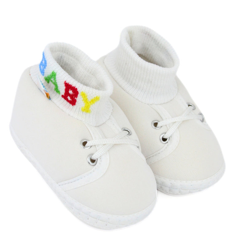 Baby Unisex Cotton White Slip-on Socks Booties-BT5267