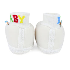 Baby Unisex Cotton White Slip-on Socks Booties-BT5267