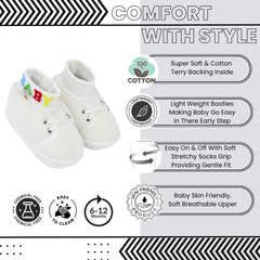 Baby Unisex Cotton White Slip-on Socks Booties-BT5267