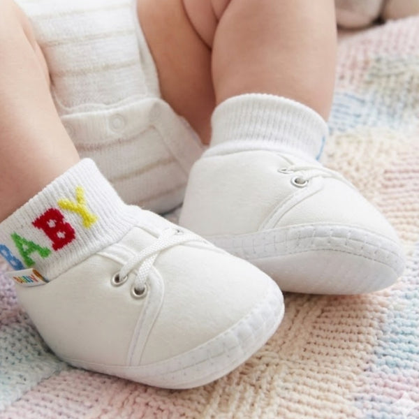Baby Unisex Cotton White Slip-on Socks Booties-BT5267