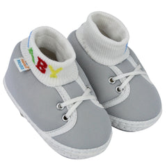 Baby Unisex Cotton Grey Slip-on Socks Booties-BT5269