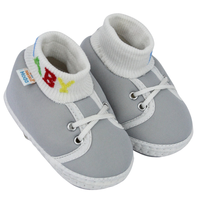 Baby Unisex Cotton Grey Slip-on Socks Booties-BT5269