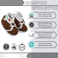 Baby Unisex Cotton Brown Slip-on Socks Booties-BT5270