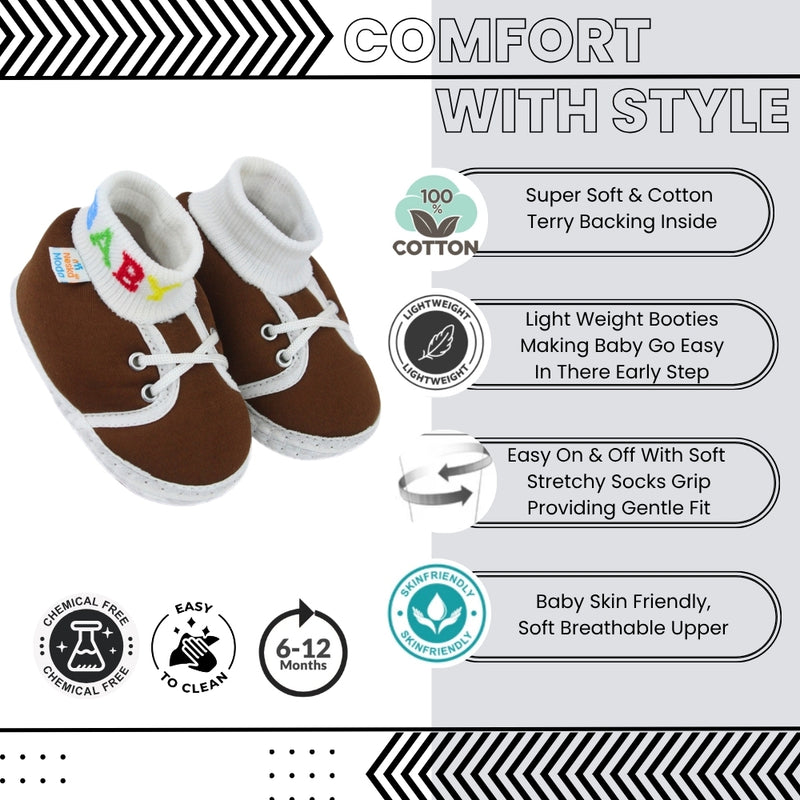 Baby Unisex Cotton Brown Slip-on Socks Booties-BT5270