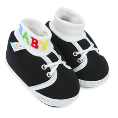 Baby Unisex Cotton Black Slip-on Socks Booties-BT5271