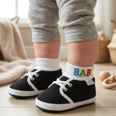 Baby Unisex Cotton Black Slip-on Socks Booties-BT5271