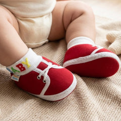Baby Unisex Cotton Maroon Slip-on Socks Booties-BT5272