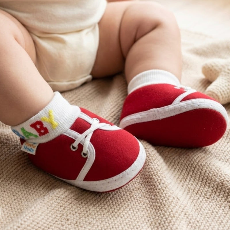 Baby Unisex Cotton Maroon Slip-on Socks Booties-BT5272