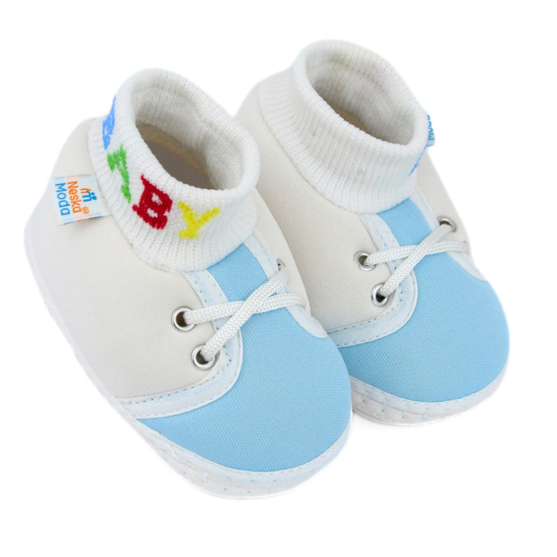 Baby Unisex Cotton Blue,White Slip-on Socks Booties-BT5273