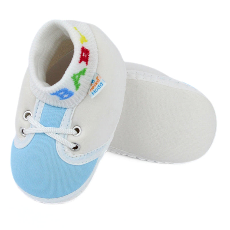 Baby Unisex Cotton Blue,White Slip-on Socks Booties-BT5273