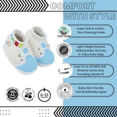 Baby Unisex Cotton Blue,White Slip-on Socks Booties-BT5273