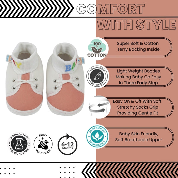 Baby Unisex Cotton Pink,White Slip-on Socks Booties-BT5274