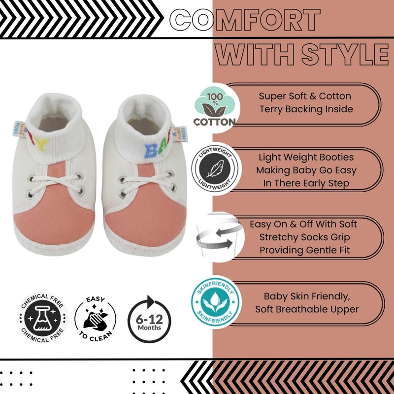 Baby Unisex Cotton Pink,White Slip-on Socks Booties-BT5274