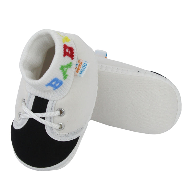 Baby Unisex Cotton White,Black Slip-on Socks Booties-BT5275