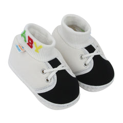 Baby Unisex Cotton White,Black Slip-on Socks Booties-BT5275