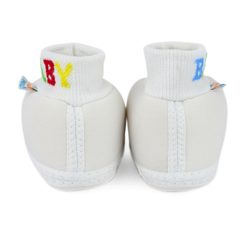 Baby Unisex Cotton White,Grey Slip-on Socks Booties-BT5276