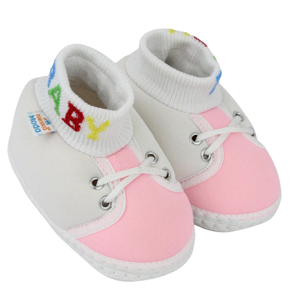 Baby Unisex Cotton White,Pink Slip-on Socks Booties-BT5278